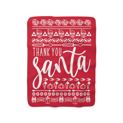 Thank You Santa! Sherpa Fleece Blanket - Red