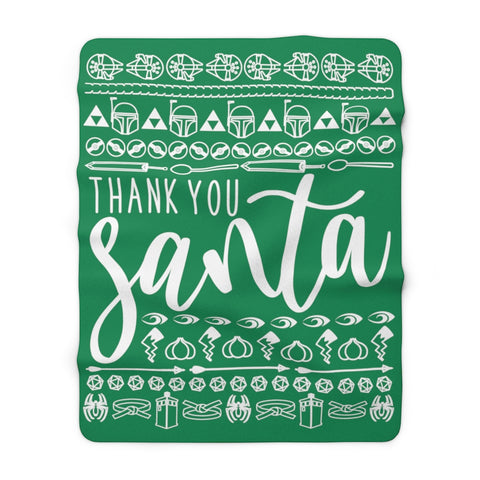 Thank You Santa! Sherpa Fleece Blanket - Green