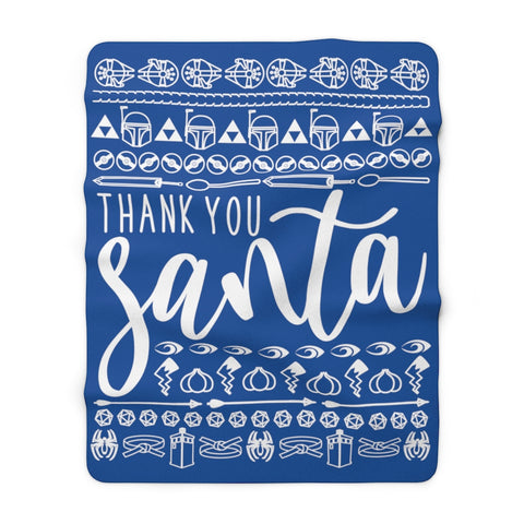 Thank You Santa! Sherpa Fleece Blanket - Blue